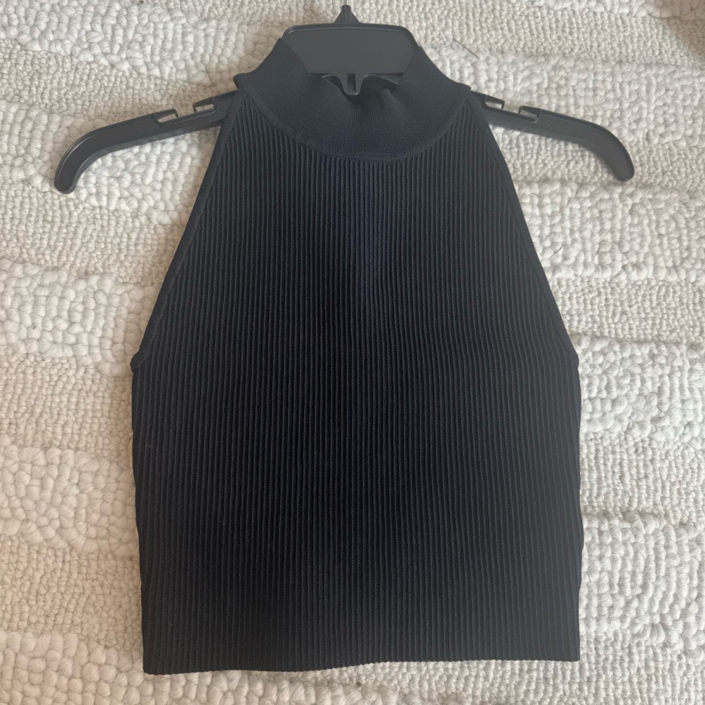 Aritzia Babaton Black Ribbed Halter Top
